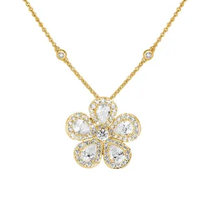 Classic Flower Necklace with Diamonds