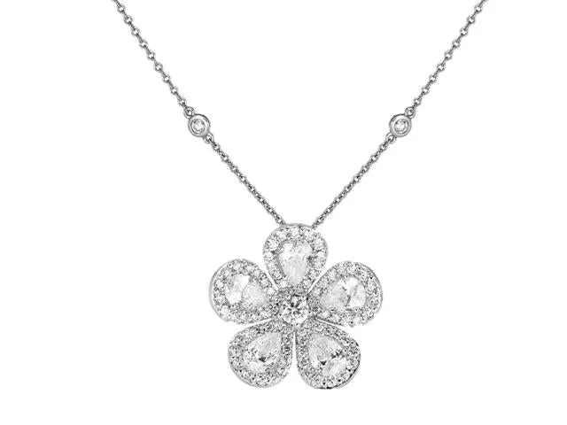 Classic Flower Necklace with Diamonds