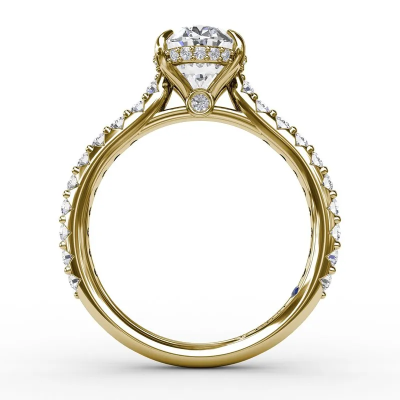 Classic Oval Diamond Solitaire Engagement Ring With Hidden Pav Halo