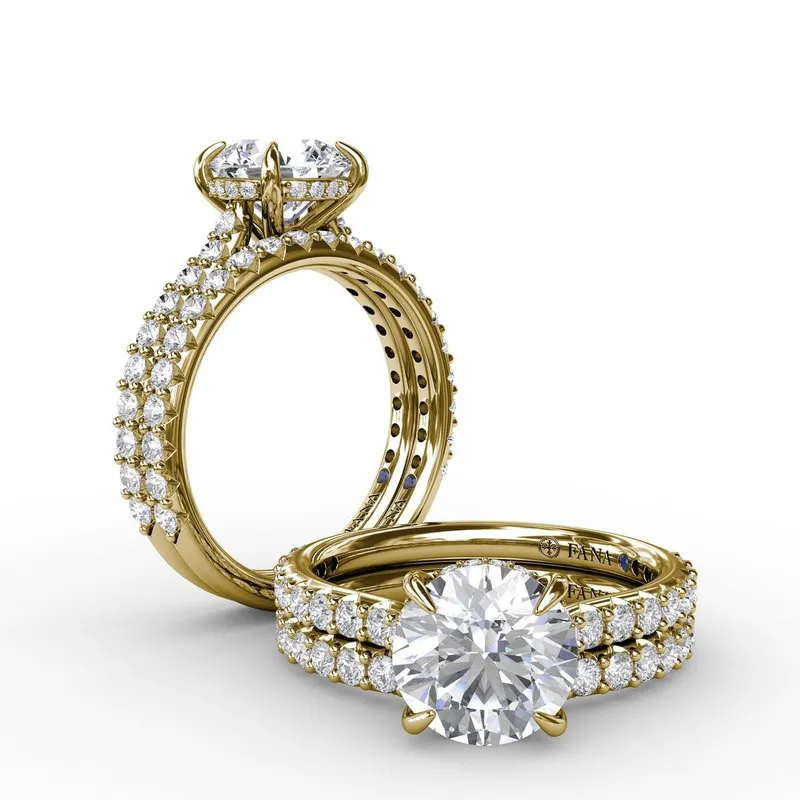 Classic Round Diamond Solitaire Engagement Ring With Hidden Pav Halo