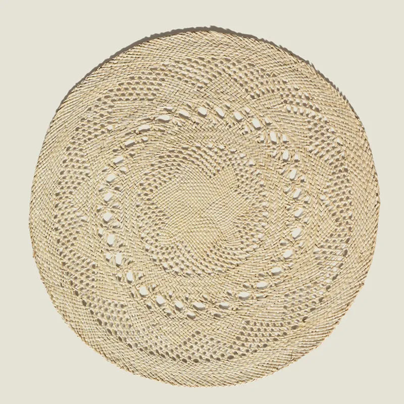 Classic Set of 2 Open Weave Placemats, D30cm, Natural tufted headboard, king headboard
