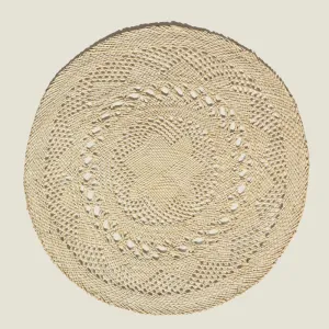Classic Set of 2 Open Weave Placemats, D30cm, Natural tufted headboard, king headboard