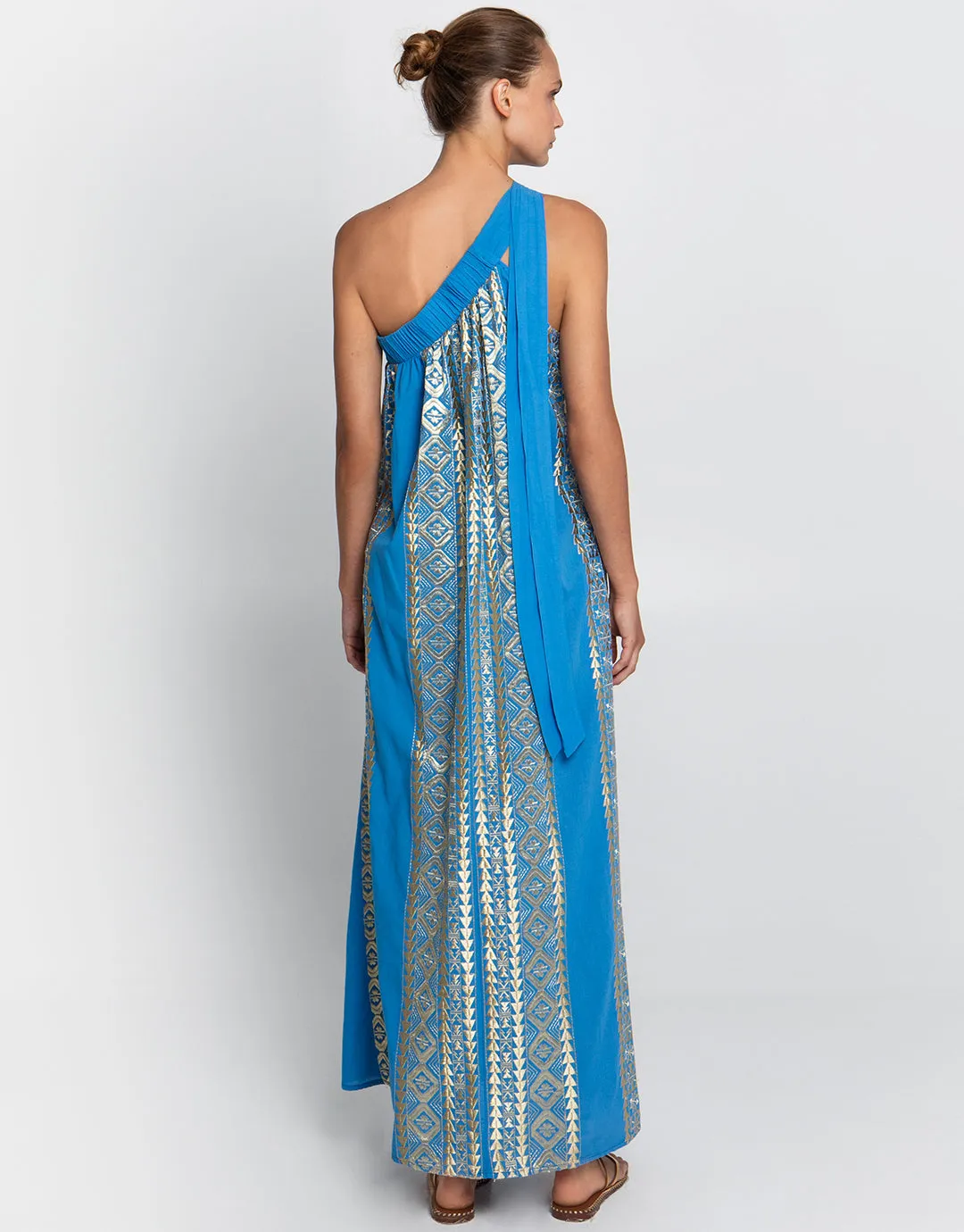 Classic Triangle Asymmetrical Maxi Dress - Blue Raf and Gold