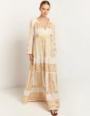 Classic Triangle Maxi Dress - Natural and Gold