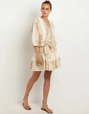 Classic Triangle Mini Dress - Natural and Gold