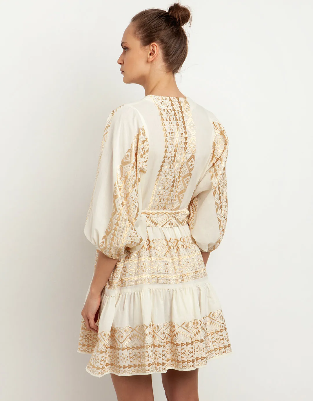 Classic Triangle Mini Dress - Natural and Gold