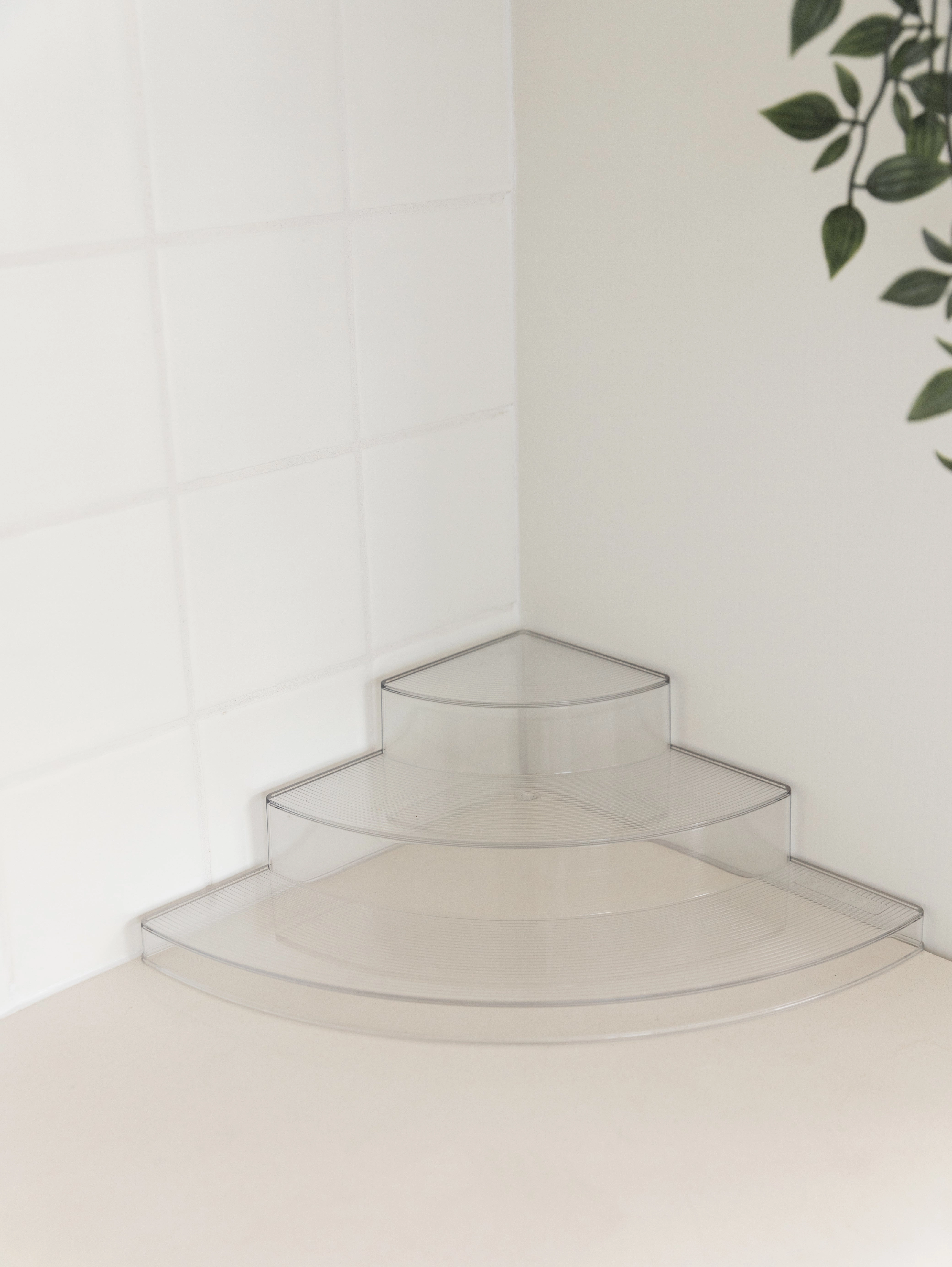Clear 3-Tier Corner Shelf with 8x250ml Acacia Spice Jars
