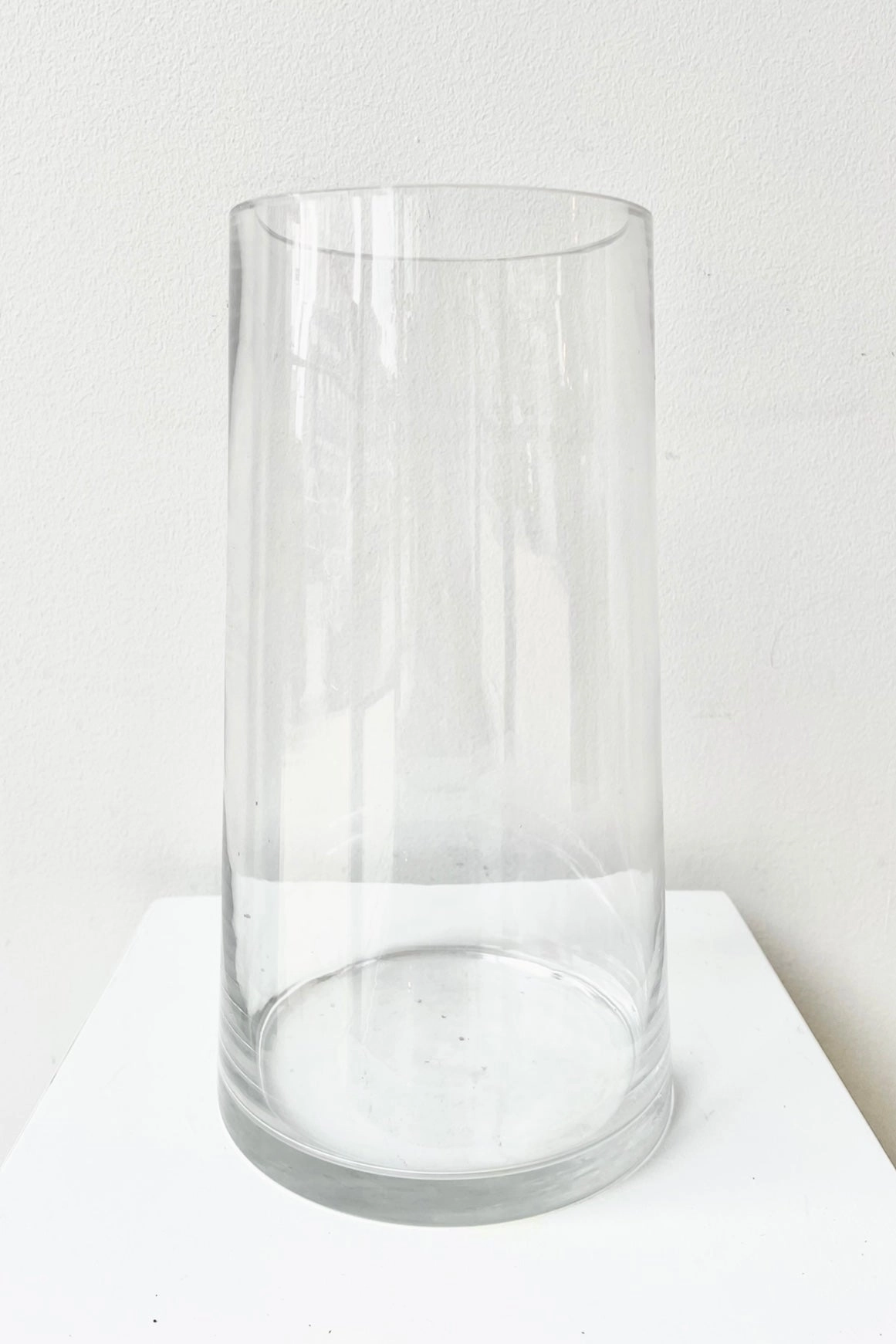 Clear Glass 10"x 5" Tapered Round Reverse Vase