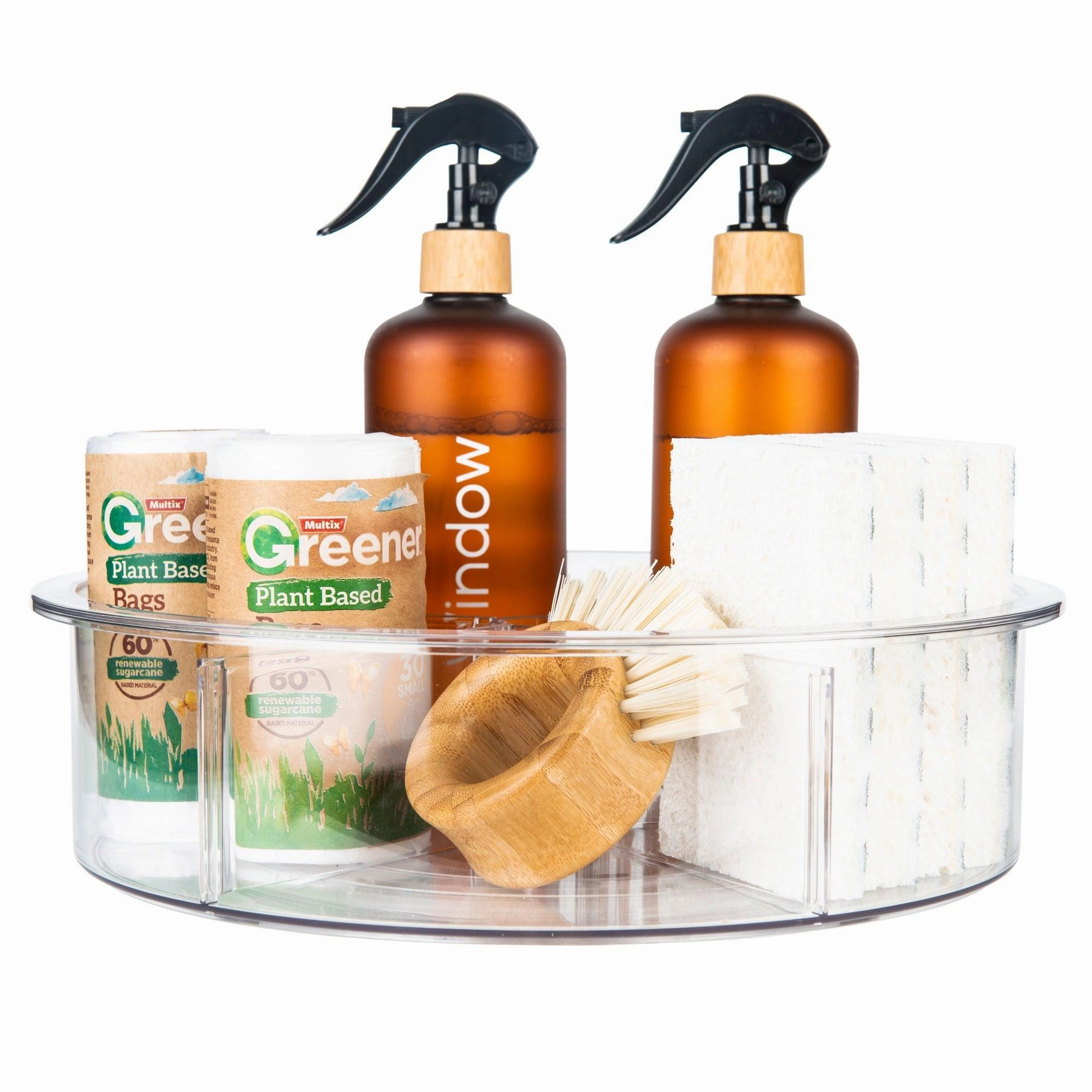 Clear Turntable Lazy Susan Tray with Dividers