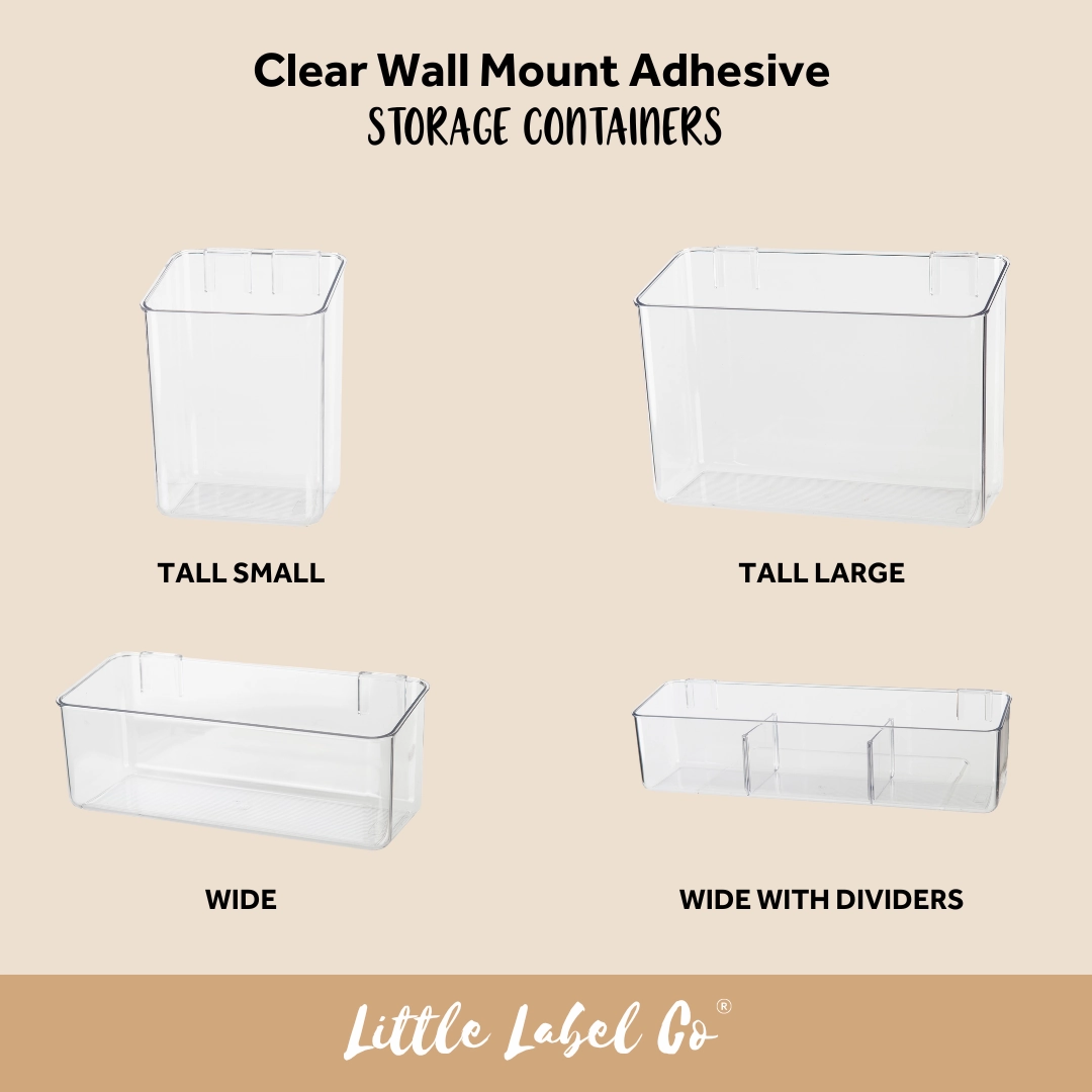 Clear Wall Mount Adhesive Storage Container - Wide