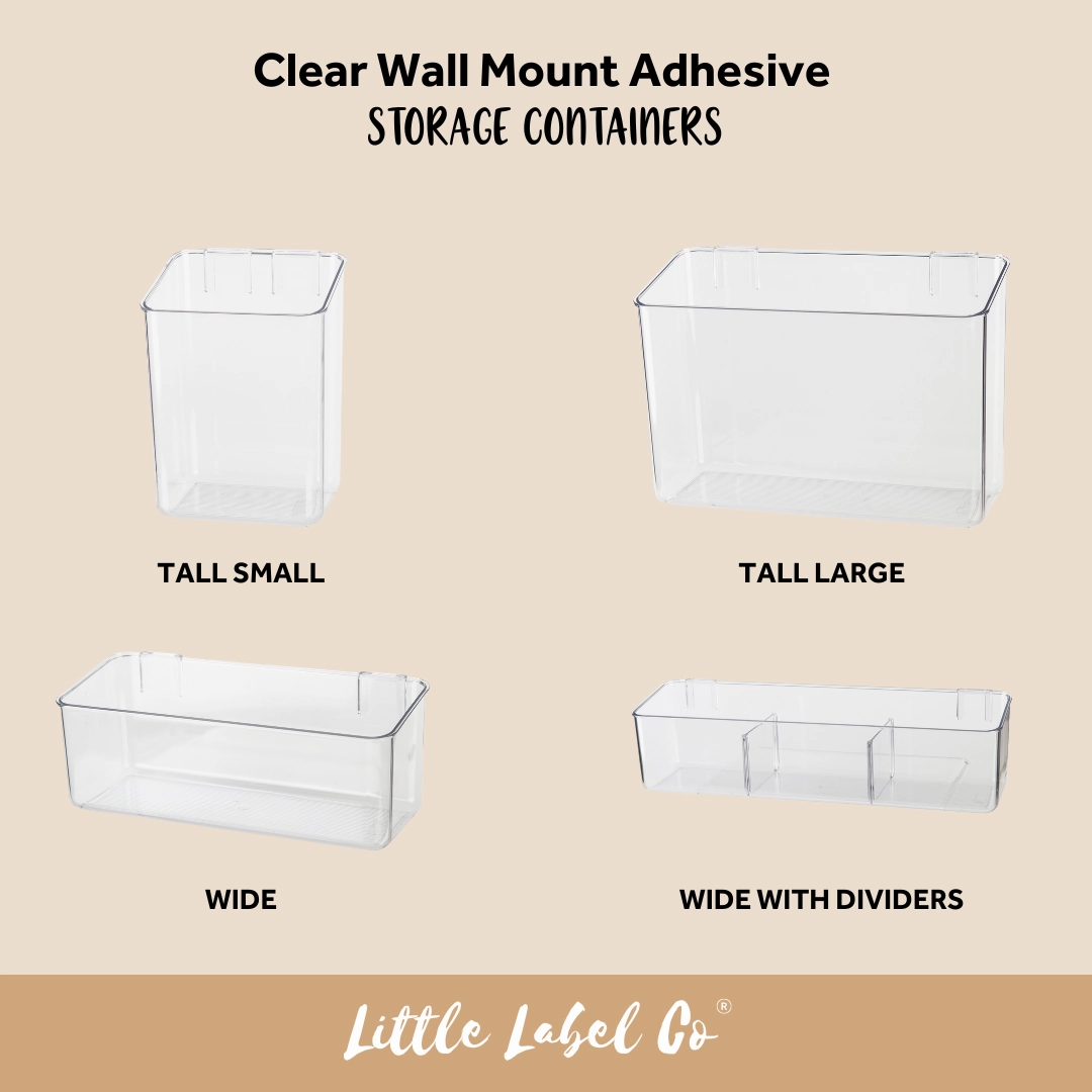 Clear Wall Mount Adhesive Storage Container - Wide With Dividers