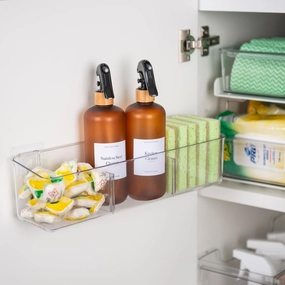 Clear Wall Mount Adhesive Storage Container - Wide With Dividers Figurines,Decorative Ornaments