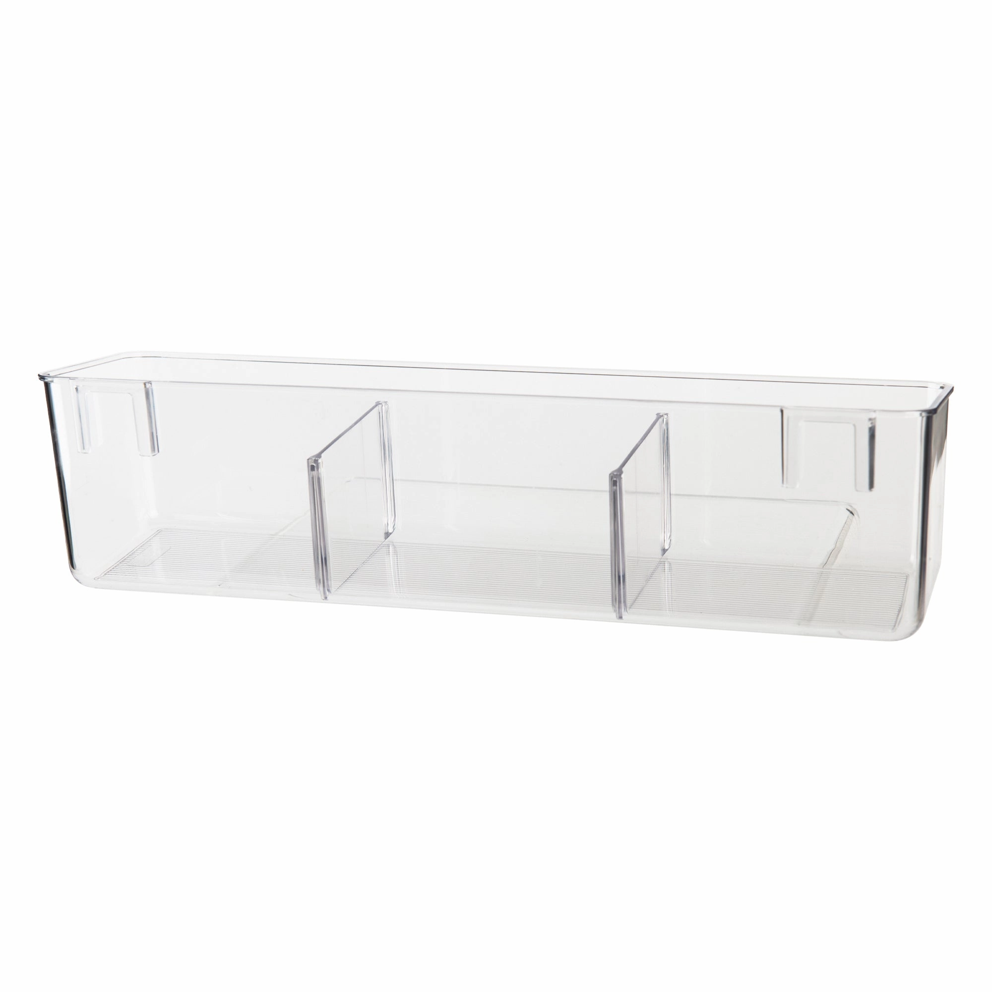 Clear Wall Mount Adhesive Storage Container - Wide With Dividers