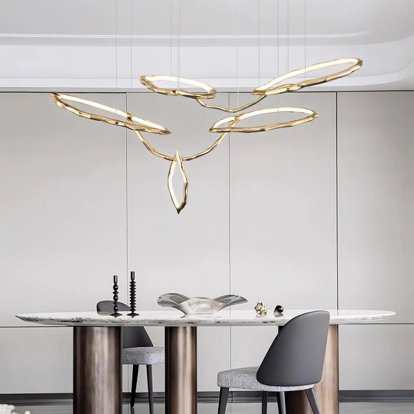 Cloud Rings Series Brass Chandelier