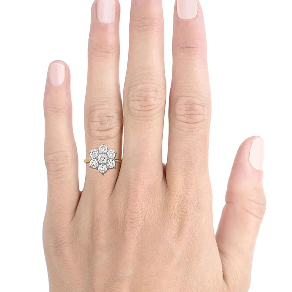 Cluster 0.34ct F SI1 Diamond Yellow Gold/Platinum Ring