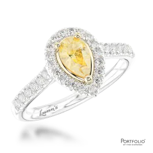 Cluster 0.45ct Fancy Yellow VS2 Yellow Diamond Platinum/Yellow Ring