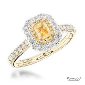 Cluster 0.49ct Fancy Yellow VVS2 Yellow Diamond Yellow Gold/Platinum Ring