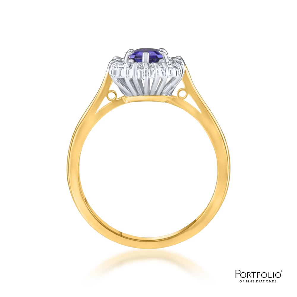 Cluster 0.68ct Sapphire Yellow Gold Ring