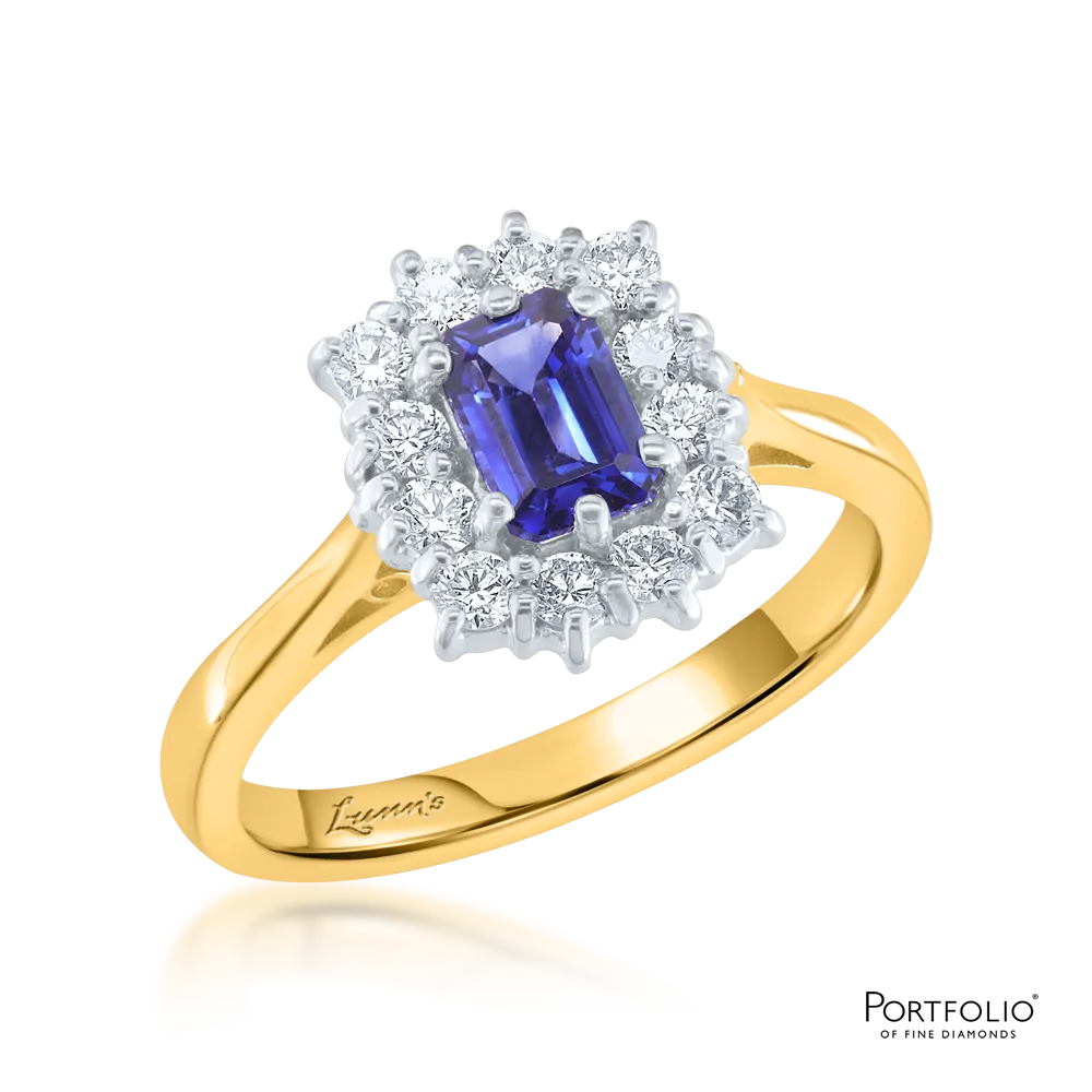 Cluster 0.68ct Sapphire Yellow Gold Ring