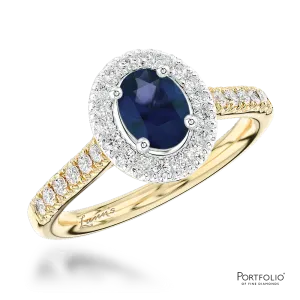 Cluster 0.70ct Sapphire Yellow Gold/Platinum Ring
