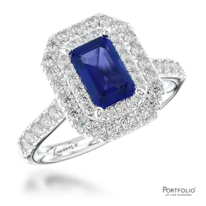 Cluster 0.92ct Sapphire Platinum Ring