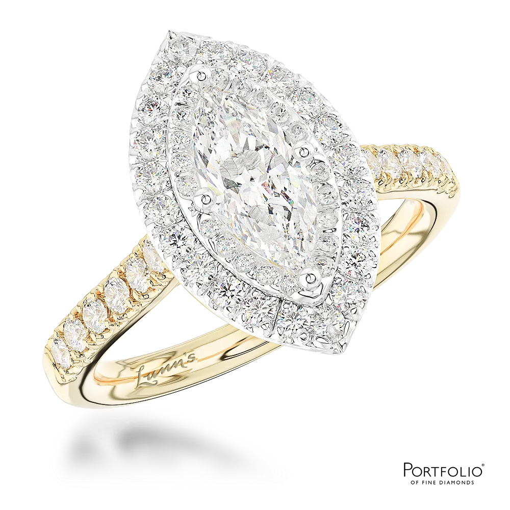 Cluster 1.01ct F SI2 Diamond Yellow Gold/Platinum Ring