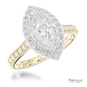 Cluster 1.01ct F SI2 Diamond Yellow Gold/Platinum Ring