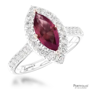 Cluster 1.02ct Ruby Platinum/Rose Gold Ring
