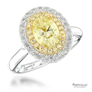 Cluster 1.15ct Fancy Light Yellow VS2 Yellow Diamond Platinum/Yellow Ring