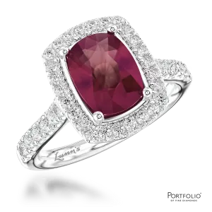Cluster 1.29ct Ruby Platinum Ring