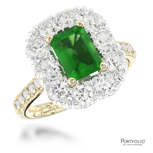 Cluster 1.46ct Emerald Yellow Gold/Platinum Ring