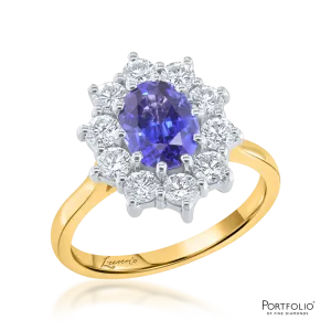 Cluster 1.68ct Sapphire Yellow Gold Ring