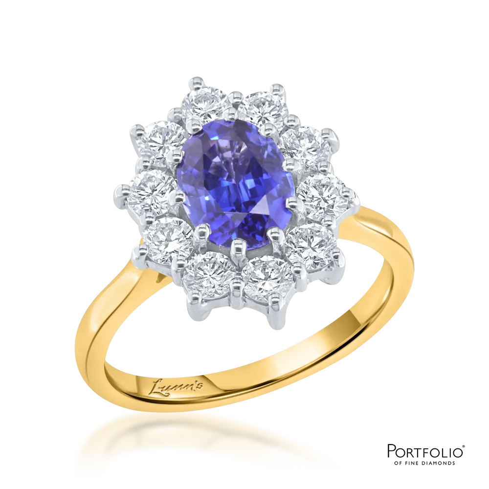 Cluster 1.68ct Sapphire Yellow Gold Ring