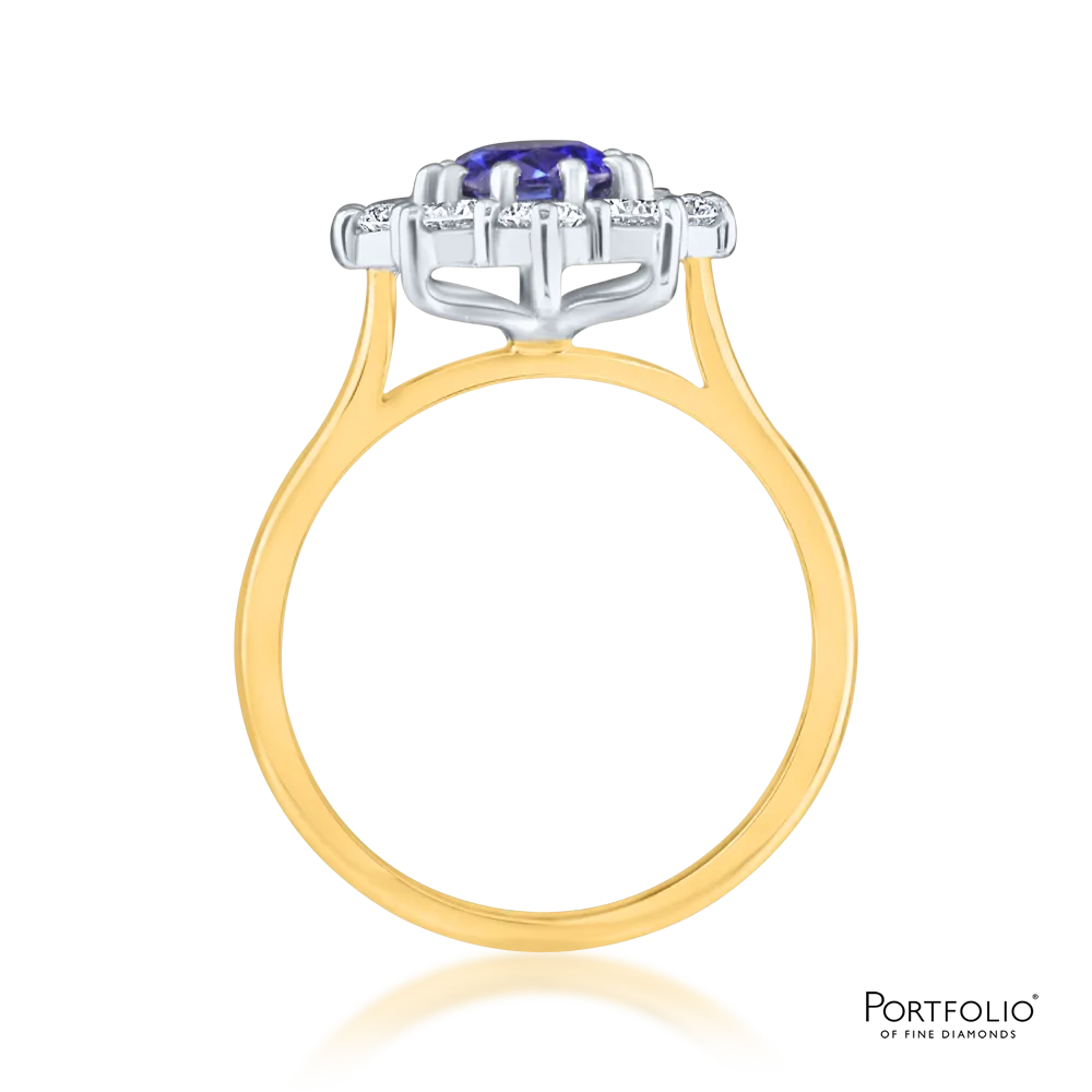 Cluster 1.68ct Sapphire Yellow Gold Ring