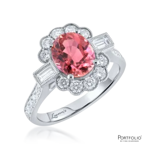 Cluster 2.12ct Pink Tourmaline Platinum Ring