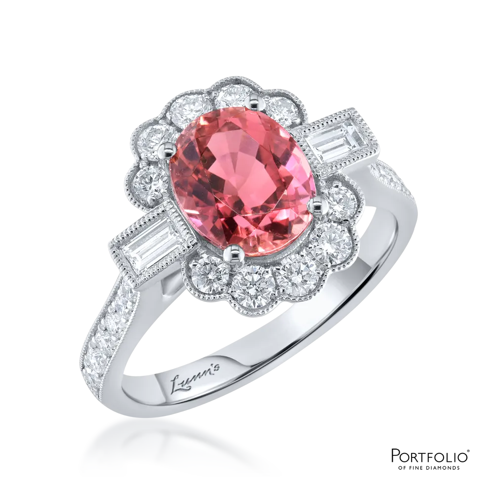 Cluster 2.12ct Pink Tourmaline Platinum Ring