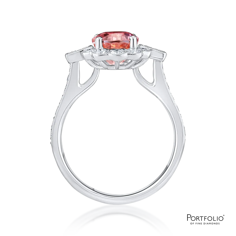 Cluster 2.12ct Pink Tourmaline Platinum Ring
