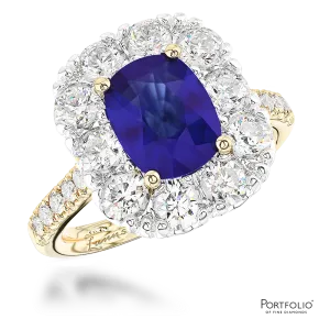 Cluster 2.18ct Emerald Yellow Gold/Platinum Ring