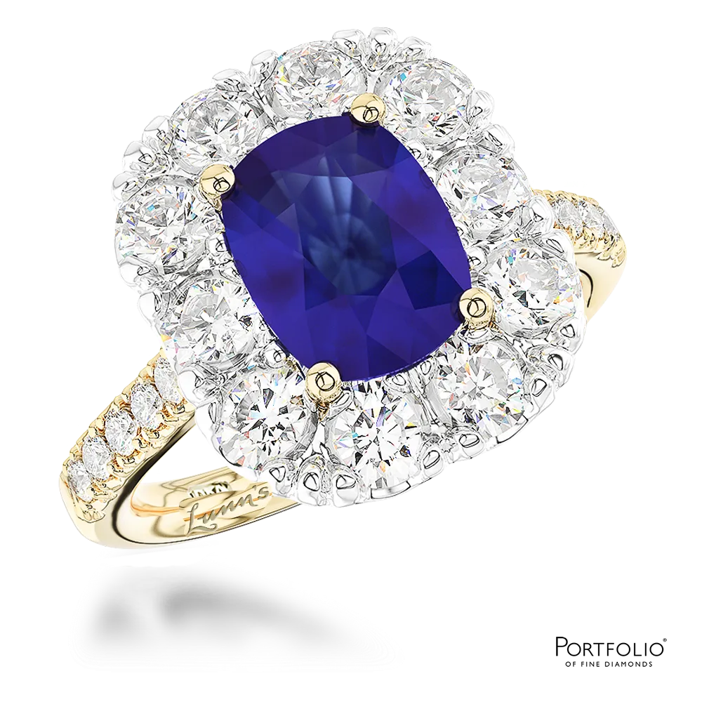 Cluster 2.18ct Emerald Yellow Gold/Platinum Ring