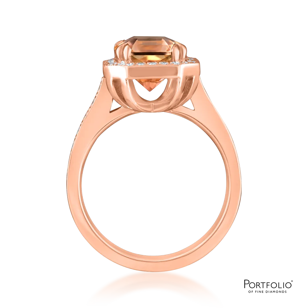 Cluster 3.30ct Brown Tourmaline Rose Gold Ring