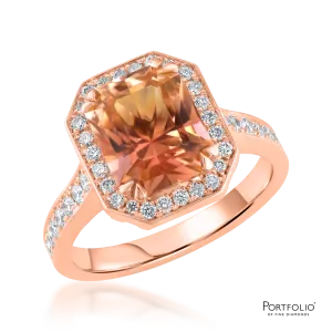 Cluster 3.30ct Brown Tourmaline Rose Gold Ring