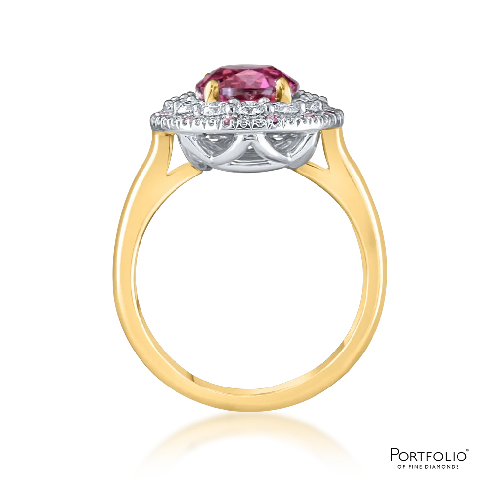 Cluster 3.46ct Mahenge Garnet Yellow Gold Ring