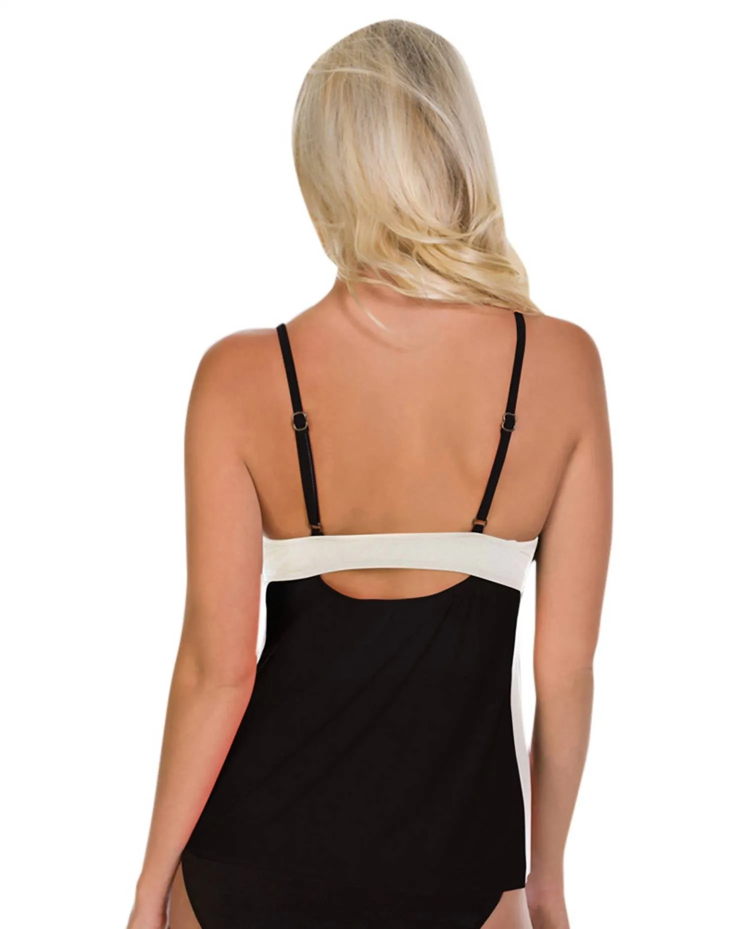 Color Block Venus Underwire Tankini Top In Black White