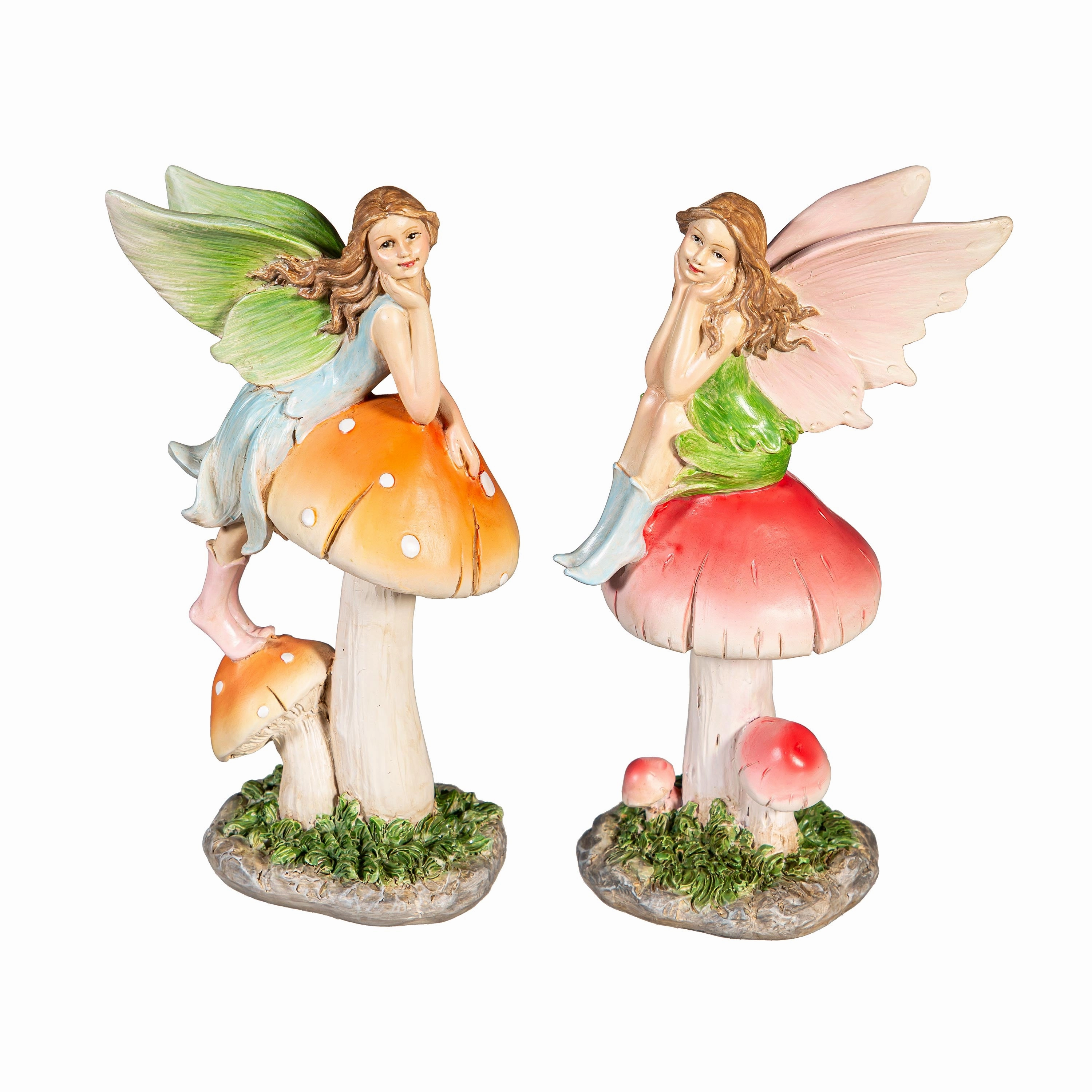Colorful Fairy with Rainboots Sitting On Mushroom Figurine 6" Decorative Mirror,Home Decor Mirror