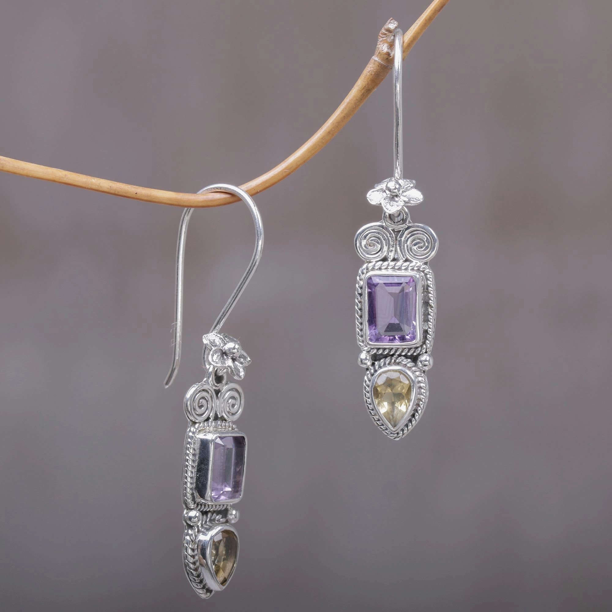 Colorful Roots Sterling Silver Dangle Earrings