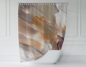 Colorful Shower Curtain | Acrylic Paint Print, Beige Purple Fabric Bath Curtain Lighting,Home Lighting