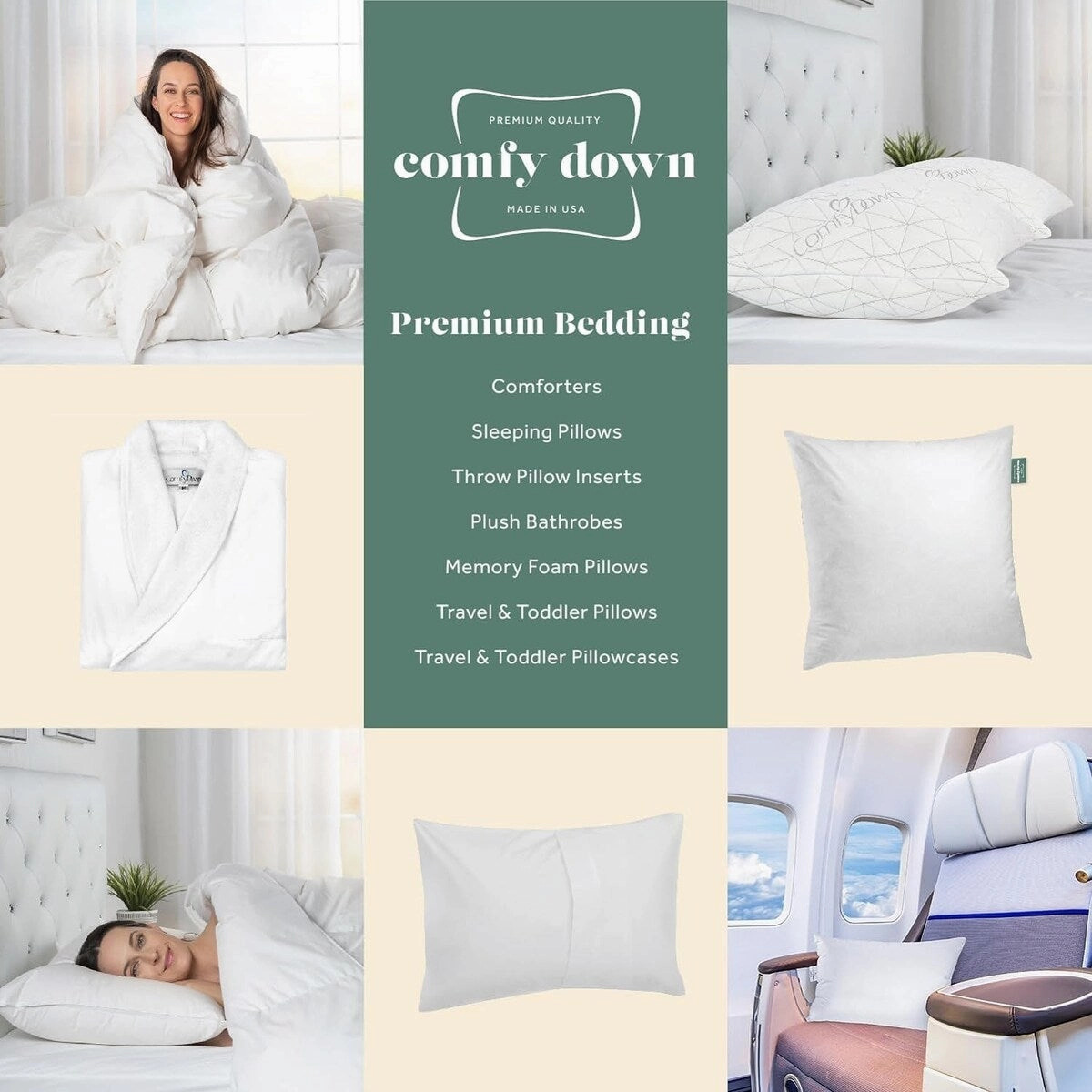 ComfyDown Bed Pillow for Sleeping, Goose Down and Feather Stuffing, with Premium Egyptian Cotton Cover - white