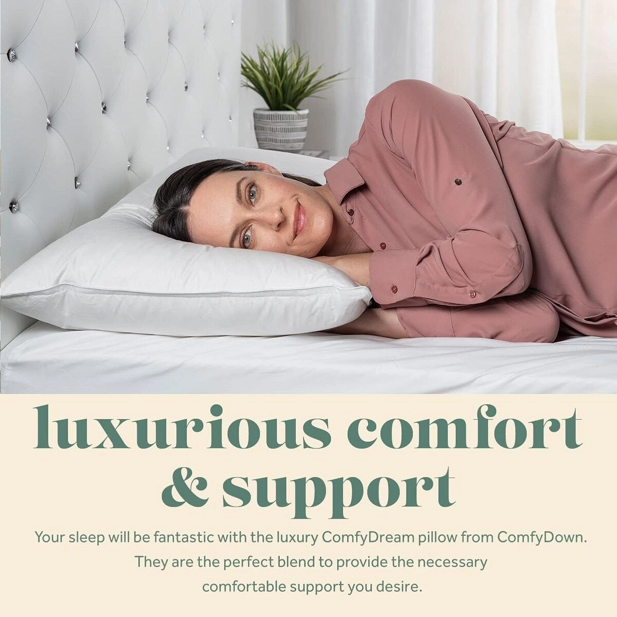 ComfyDown Bed Pillow for Sleeping, Goose Down and Feather Stuffing, with Premium Egyptian Cotton Cover - white