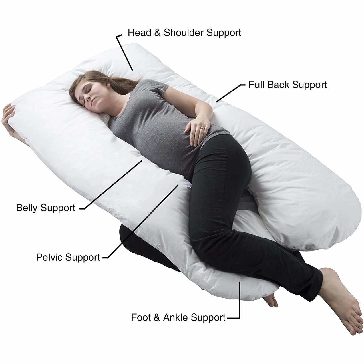 COMFYSURE Pregnancy Pillow - 59" U Shaped Full Body Pillow