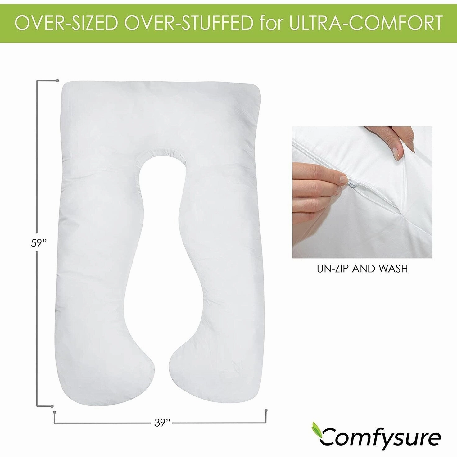 COMFYSURE Pregnancy Pillow - 59" U Shaped Full Body Pillow